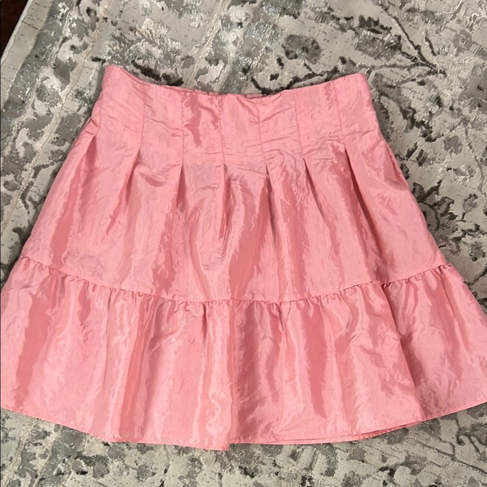 Topshop Pink Bubble Mini Skirt with Pleated Tiered Design